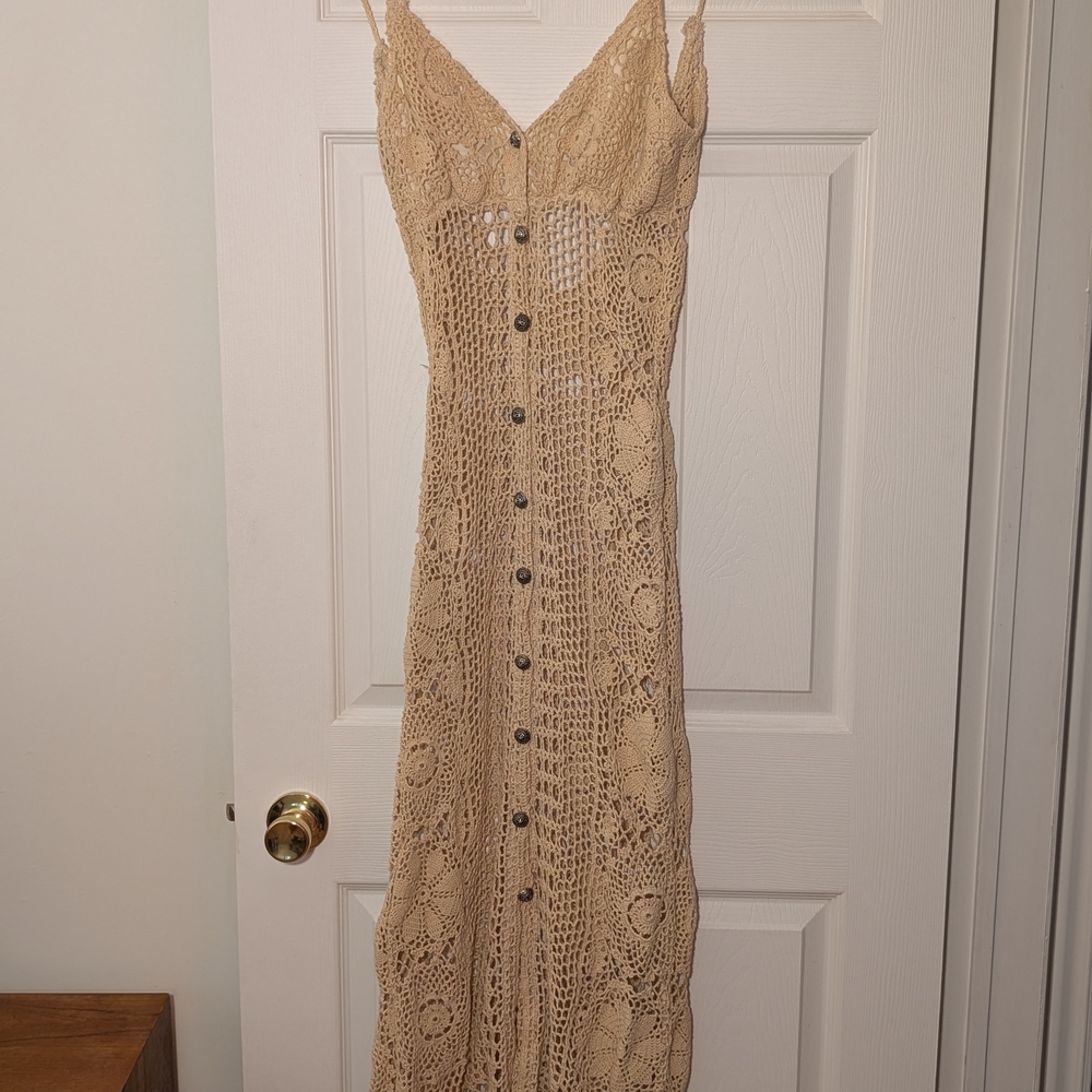 Contempo Casuals 90s Crochet Button Down Dress
